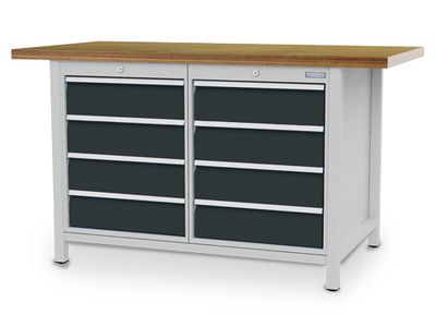 Kastenwerkbank Breite 1500 mm, R 18-24, mit 8 Schubladen