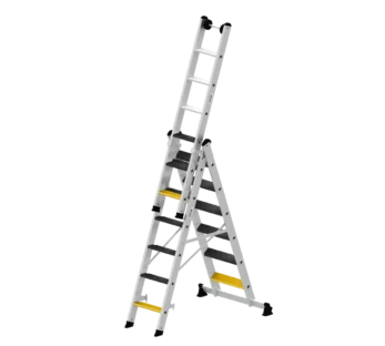 Stufen-Mehrzweckleiter 3-teilig mit nivello®-Traverse und clip-step R13